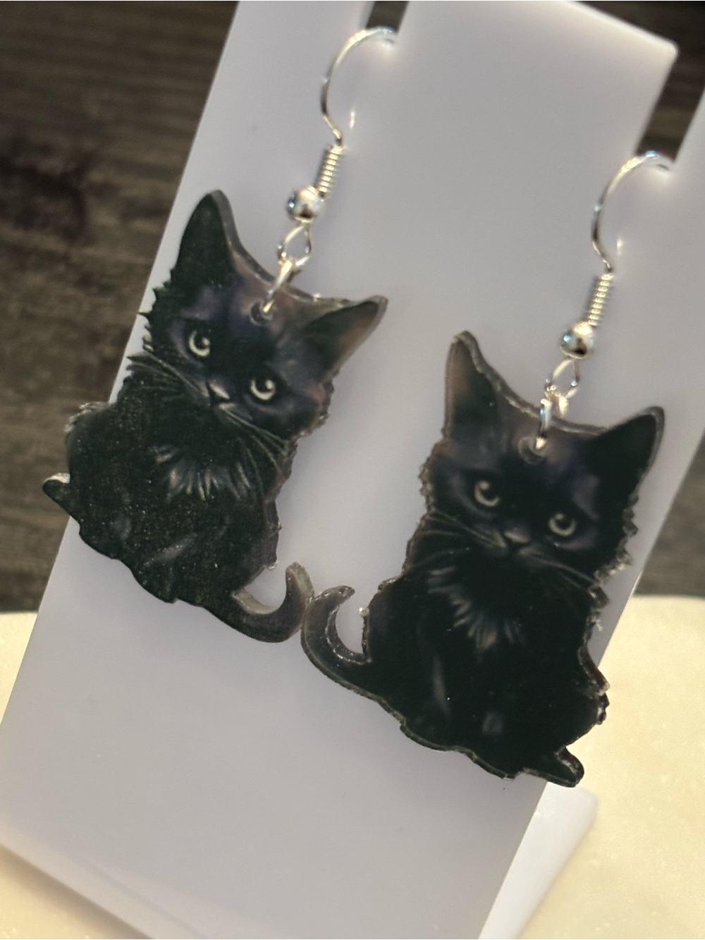 Black Kitten Acrylic Dangle Earrings | Sitting Cat Silhouette | Gothic Cutie